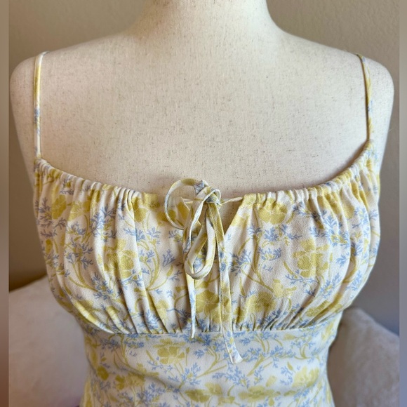 Sunday Best Aritzia Mini Dress Yellow Ditzy Floral Women’s S Milkmaid Coquette - Picture 3 of 13